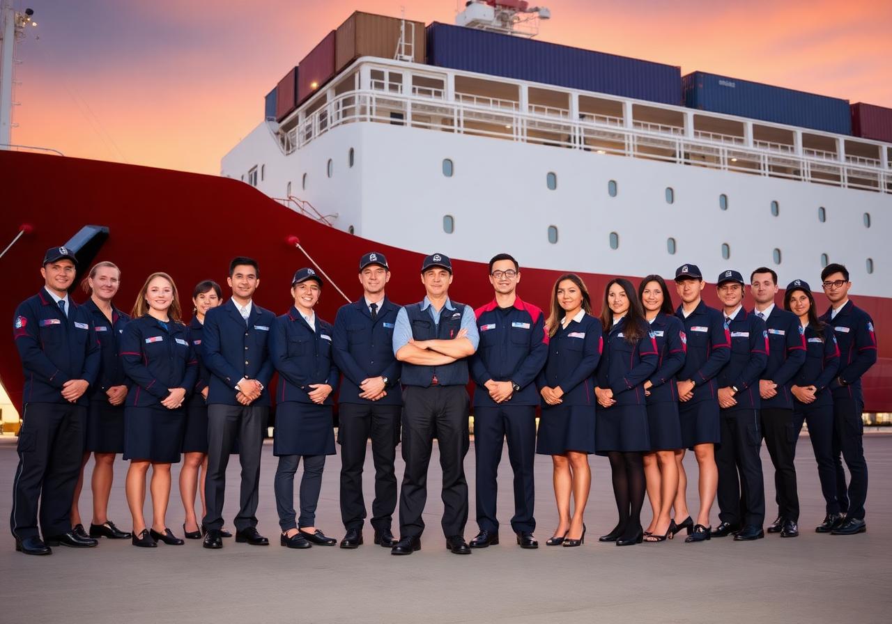 Negrense Marine team in uniform standing in front of a vessel